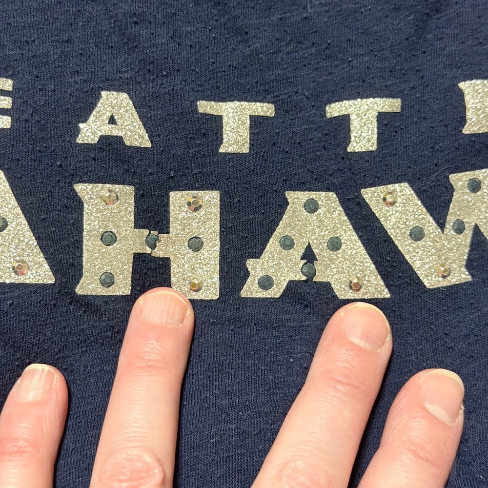 PINK Victoria's Secret Navy Womens Seattle Glitter & Stud Tee - Picture 6 of 7